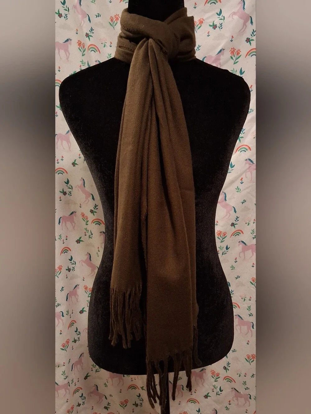 EUC Vintage Christian Dior XL Brown Business Casual Everyday Unisex Scarf Wrap
